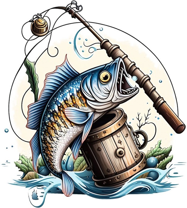 Sticker decorativ, Peste, Albastru, 66 cm, 1273STK-5