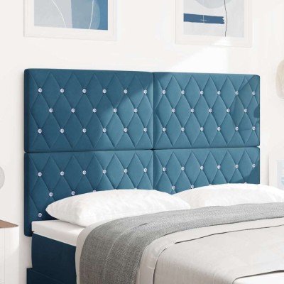 vidaXL Spătar de catifea Argyle Manual Albastru &amp;icirc;nchis 144 cm Catifea foto