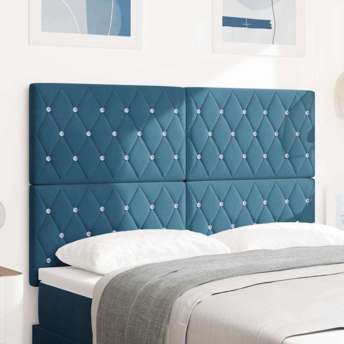 vidaXL Spătar de catifea Argyle Manual Albastru &icirc;nchis 144 cm Catifea
