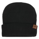 Caciula tricotata neagra cu bordura intoarsa si patch PU, CMCLASS