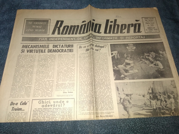 ZIARUL ROMANIA LIBERA 13 IUNIE 1990