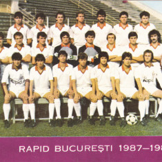 RAPID Bucuresti - echipa de fotbal anul 1987 - 1988 Carte Postala