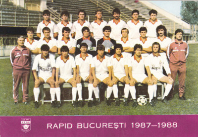 RAPID Bucuresti - echipa de fotbal anul 1987 - 1988 Carte Postala foto