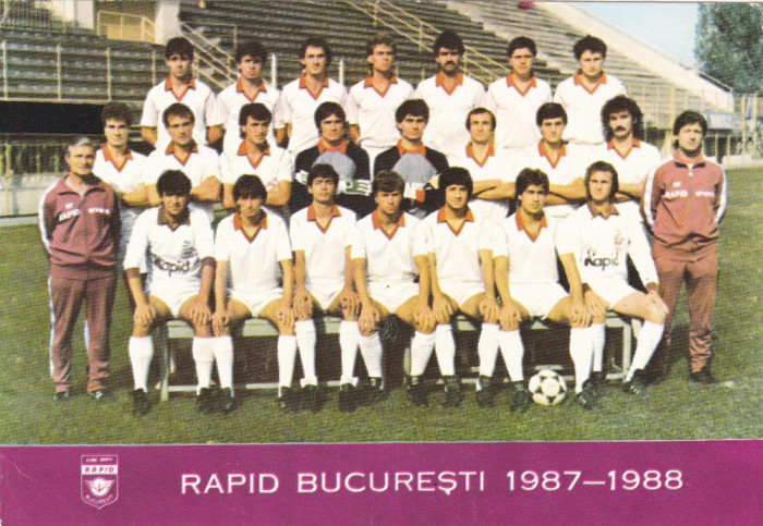 RAPID Bucuresti - echipa de fotbal anul 1987 - 1988 Carte Postala