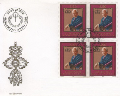 Liechtenstein 1986 - Prince Franz Joseph II, 1906-1989, de 4 pe FDC foto