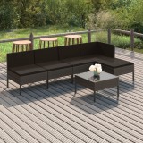 vidaXL Set mobilier de grădină cu perne, 6 piese, gri, poliratan 3094374