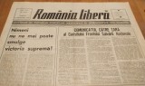 ROMANIA LIBERA Simbata 23 Decembrie 1989 - 4 pagini - Comunicatul catre TARA al CONSILIULUI FRONTULUI SALVARII NATIONALE