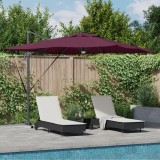 vidaXL Umbrela Cantilever Roma de la cu LED-uri roșii, 286x284x270 cm, din aluminiu