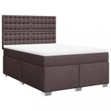 Cumpara ieftin Pat box spring cu saltea, maro inchis, 140x200 cm, textil