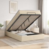 Cumpara ieftin Pat ottoman cu saltea cu headboard Crem 120 x 200 cm Tesatura