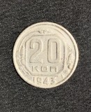 Moneda 20 copeici 1943 Rusia