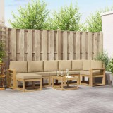 vidaXL Set de canapele de exterior cu pernă 8 pcs Alb și Bej Poliester 3387987