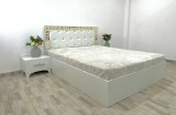 Pat Carla 160 cm x 200 cm Alb cu Set Noptiere si fara Saltea