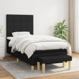 Cumpara ieftin Pat box spring cu saltea, negru, 90x200 cm, textil