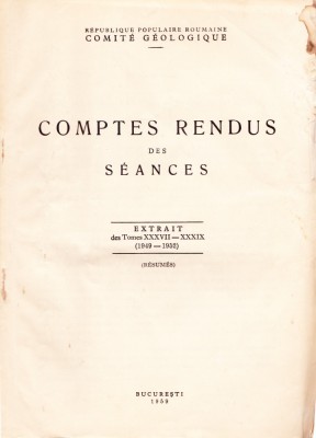 AS - COMPTES RENDUUS DES SEANCES, EXTRAIT DES TOMES XXXVII -XXXIX (1949 - 1952) foto