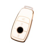 Husa de protectie premium pentru cheie auto Mercedes Benz, Elegance Luxury Cover Key, Alba MyStyle&reg;