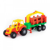 Cumpara ieftin Tractor cu remorca lemne, 46,6x13,4x20 cm, 3-5 ani, Băieți, Oem