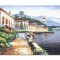 Tablou Bellagio lacul Como pictat manual, Pe inserat, 70x50cm ulei pe panza, Valentin Pop
