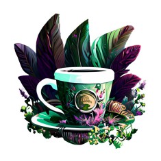 Sticker decorativ, Ceasa De Cafea, Verde, 60 cm, 10231ST foto
