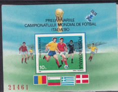 ROMANIA 1990 LP1235 PRELIMINARIILE C. M. DE FOTBAL ITALIA COLITA NEDANTELATA MNH foto