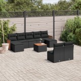 VidaXL Set canapele de grădină cu perne, 10 piese, negru, poliratan 3228057