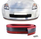 Spoiler frontal universal flexibil aspect carbon rosu 5cm 2.5 metri Performance AutoTuning