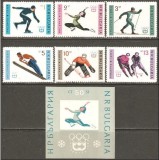 Bulgaria 1964 - Jocurile Olimpice de iarna, sport, serie si colita neuzata