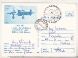 bnk cp Aviatie - IAR 80 - marca fixa - circulata - stampila ocazionala Ziua aviatiei Brasov 1988