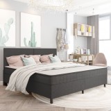 VidaXL Cadru pat continental, gri, 200x200 cm, material textil