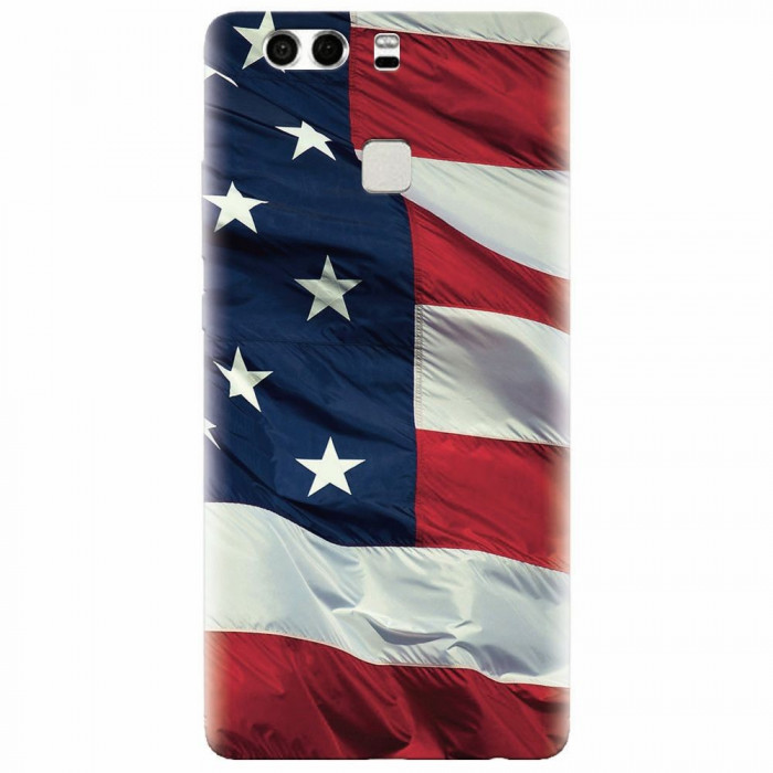 Husa silicon pentru Huawei P9, American Flag Illustration