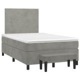Cumpara ieftin Pat box spring cu saltea, gri deschis, 120x190 cm, catifea