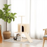 VidaXL Ansamblu de pisici cu st&acirc;lpi din funie de sisal, crem, 109 cm