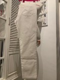 Pantaloni albi dama MAX MARA, mas. 38 2+1 gratis, Lungi, Alb, Bumbac