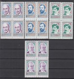 ROMANIA 1984 LP 1107 ANIVERSARI COMEMORARI II BLOCURI DE 4 TIMBRE MNH, Nestampilat