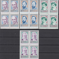 ROMANIA 1984 LP 1107 ANIVERSARI COMEMORARI II BLOCURI DE 4 TIMBRE MNH