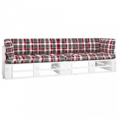 Canapea din paleti cu 2 locuri, cu perne, alb, lemn pin tratat GartenMobel Dekor foto