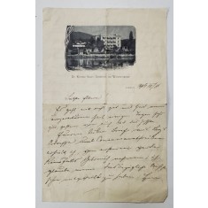 SCRISOARE CU ANTETUL SANATORIULUI DR. KOLOMAN SZEGO , CROATIA , ABBAZIA , 1906
