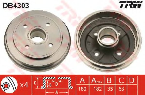 Tambur frana OPEL AGILA (A) (H00) (2000 - 2007) TRW DB4303