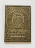 Placheta sportiva suedeza inscriptionata FMS Finspangs rundan 1958