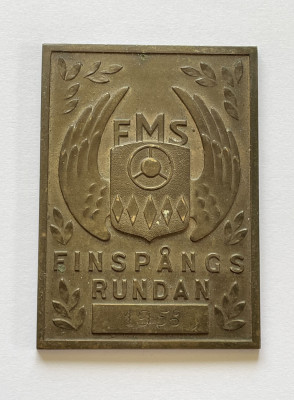 Placheta sportiva suedeza inscriptionata FMS Finspangs rundan 1958 foto