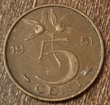 C50 - Moneda foarte veche - Olanda - 5 centi - 1951, Europa