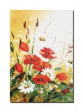 Cumpara ieftin Tablou 3D pictat manual, Maci si margarete in camp, 60x40cm ulei pe panza in cutit, Valentin Pop