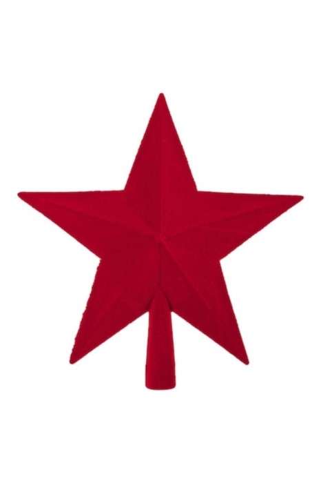 Topper pentru brad de Crăciun RedStar, stea de catifea, plastic, roșu, 23 cm