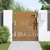 vidaXL Poartă pentru grădină, 105x130 cm, oțel corten, model iarbă