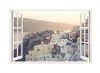 Sticker decorativ, Fereastra 3D, Santorini, 85 cm, 672STK, natura si peisaje