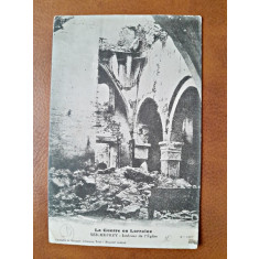 Carte postala, La Guerre en Lorraine, Seicheprey, interieur de lEglise, inceput de secol XX
