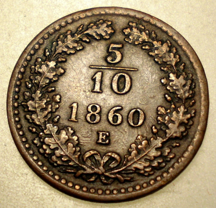 F.258 AUSTRIA 5/10 KREUZER 1860 E RARA