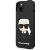 Husa TPU Karl Lagerfeld Liquid Silicone pentru Apple iPhone 14 Plus, MagSafe Compatible, Karl Head, Neagra KLHMP14MSLKHBK