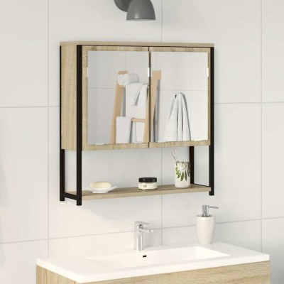 vidaXL Oglindă pentru baie cu ușă Bej 60 x 16 x 60 cm Lemn compozit 864340 foto