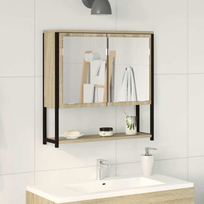 vidaXL Oglindă pentru baie cu ușă Bej 60 x 16 x 60 cm Lemn compozit 864340